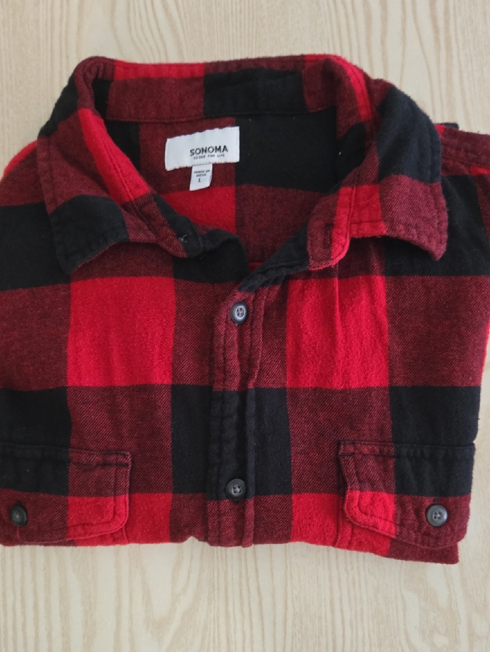 Sonoma Red and Black Buffalo Plaid Flannel Shirt